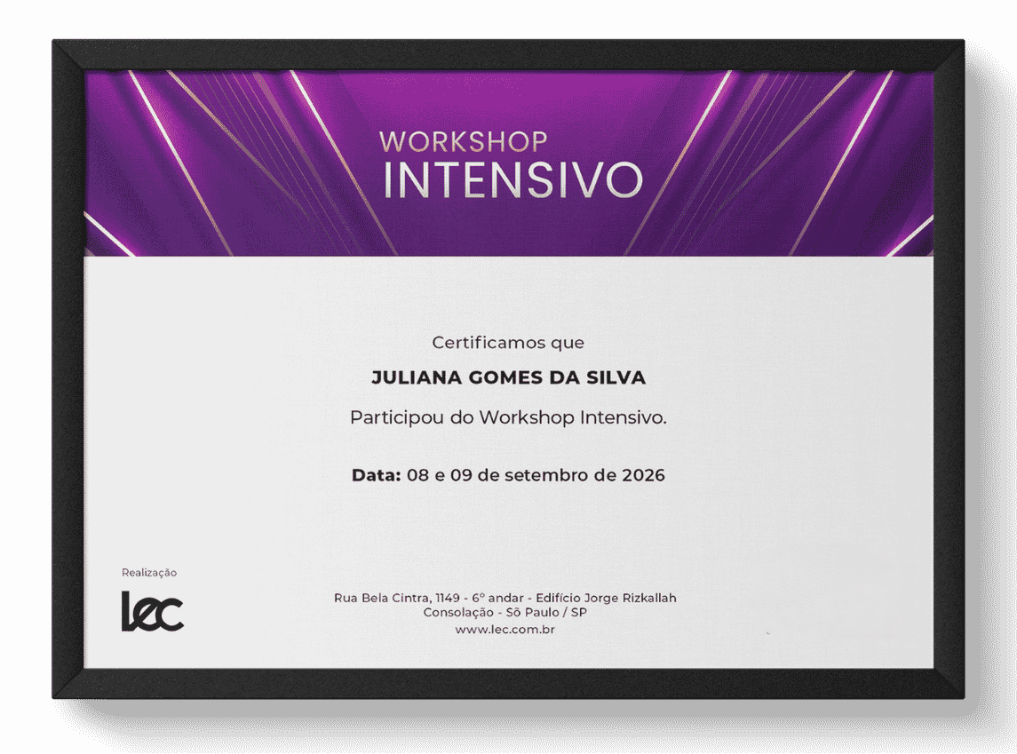 Modelo de certificado Workshop Intensivo